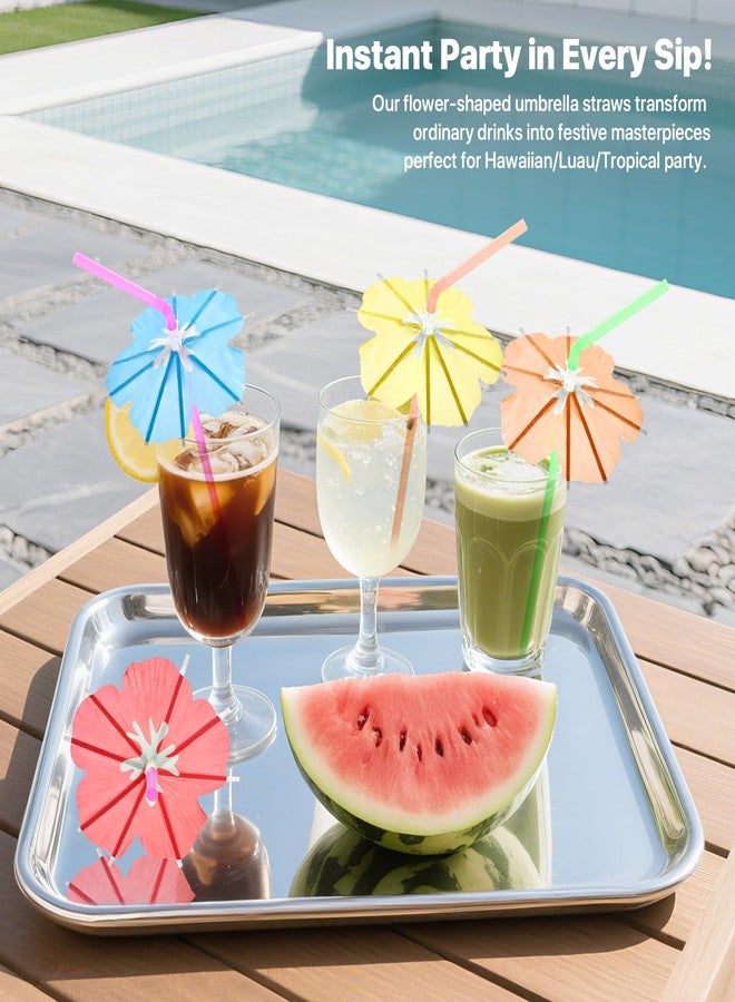 WELLFAR Fun Umbrella Drink Straws, Tropical Cocktail Straws with Mini Umbrella, Tiki & Hawaiian Party Decorations, Colorful Parasol Straw for Margarita, Pina Colada, Mojito, Summer Beverages. 50 PCS - Image 3